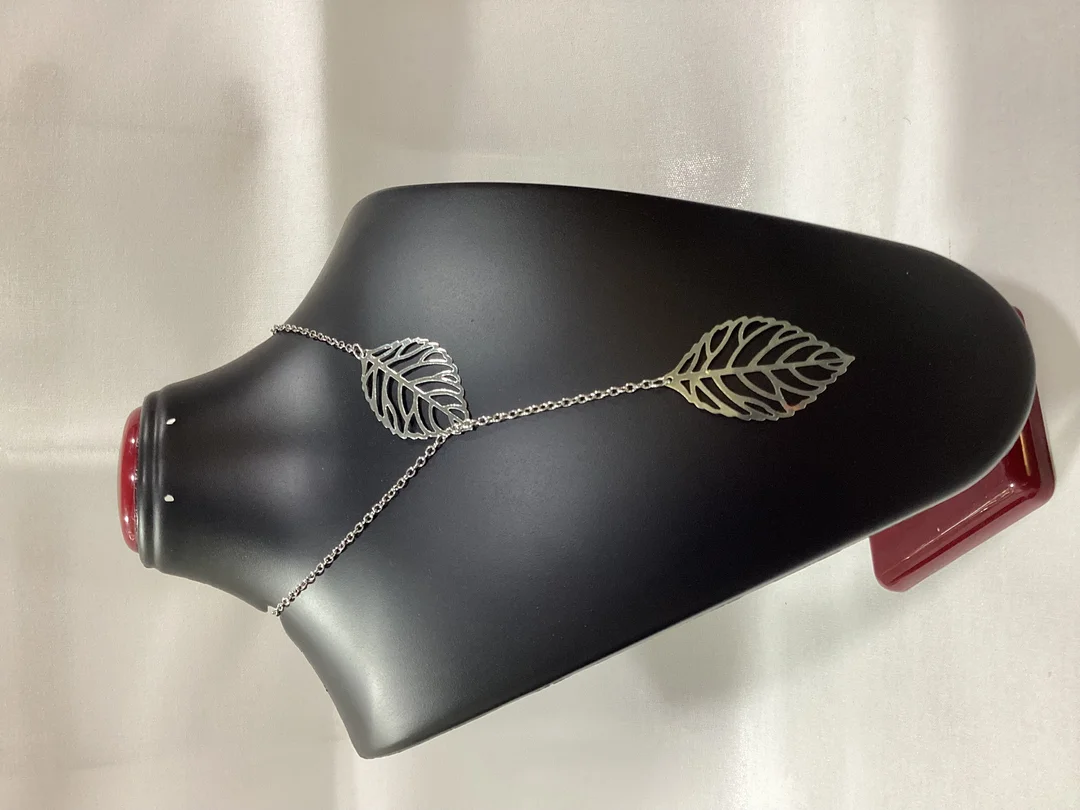 M-160 Silver Leaf Shape Necklace |Elegant Sterling Silver Botanical Jewelry image 3
