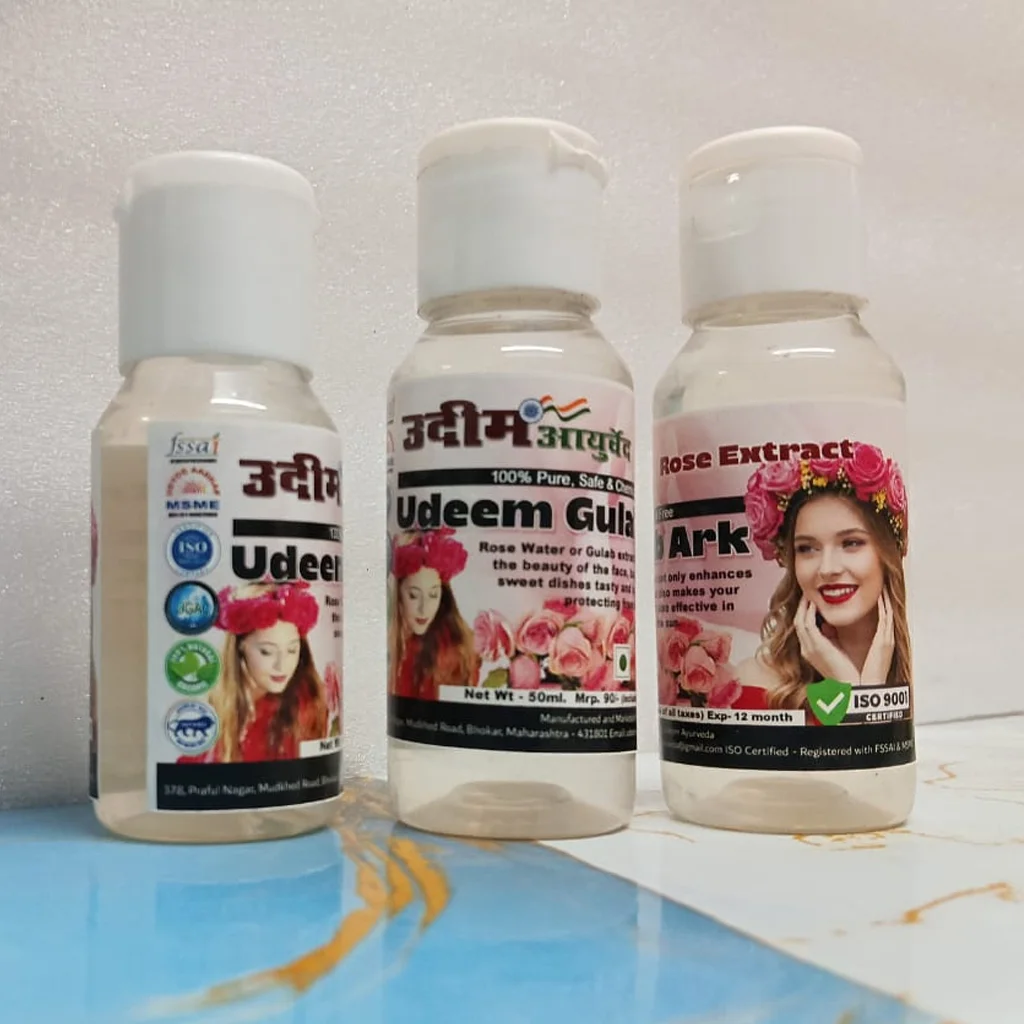 Udeem | Rose Extract | Gulab Arq | 50 ml | All-natural Pure Rose Water (Pack of 2) image 2