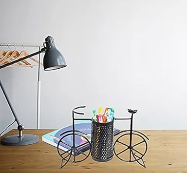 Wrought Iron Antique Pen Holder by CRAFTCASTLE | Vintage Stationery & Pencil Stand | Desk Organizer for Office & Home | Brown (9.5 x 6.3 x 2.5 inches) thumbnail 1