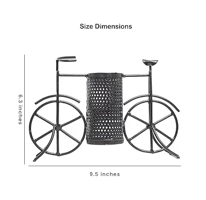 Wrought Iron Antique Pen Holder by CRAFTCASTLE | Vintage Stationery & Pencil Stand | Desk Organizer for Office & Home | Brown (9.5 x 6.3 x 2.5 inches) image 3