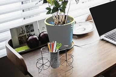 Wrought Iron Antique Pen Holder by CRAFTCASTLE | Vintage Stationery & Pencil Stand | Desk Organizer for Office & Home | Brown (9.5 x 6.3 x 2.5 inches) thumbnail 3