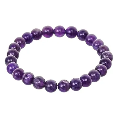 Amethyst Healing Bracelet for Women and Men |8mm Gemstone Beaded Adjustable Protection Crystal Bracelet thumbnail 0