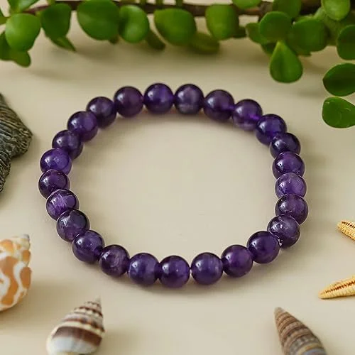 Amethyst Healing Bracelet for Women and Men |8mm Gemstone Beaded Adjustable Protection Crystal Bracelet image 2