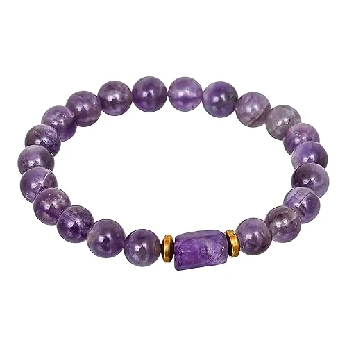 Amethyst Tumbler Bracelet for Women and Men |Healing Crystal Bracelet | 8mm Adjustable Gemstone Beaded Bracelet by Vishalcraft. image 3