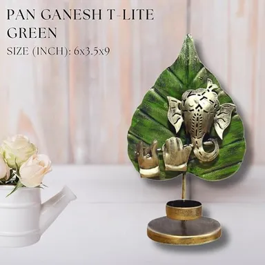 Iron Pan Ganesh Tealight Holder ASHAPURA GROUPS Divine Light & Luck |Hindu Blessing Decorative Tealight Holder for Home Decor thumbnail 1