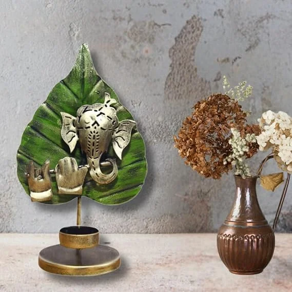 Iron Pan Ganesh Tealight Holder ASHAPURA GROUPS Divine Light & Luck |Hindu Blessing Decorative Tealight Holder for Home Decor image 3