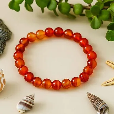Carnelian Bracelet for Women & Men -Adjustable 8 mm Gemstone Beaded Healing Crystal Bracelet for Protection| Energy| and Gift thumbnail 1