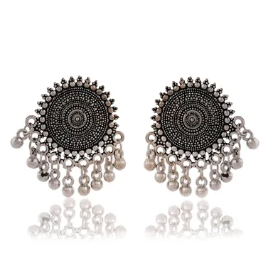 Silver Oxidised Traditional Chandbali Jhumka Earrings for Women-31 |Ethnic Design Jhumki Earrings thumbnail 0