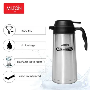 Milton Thermosteel 1600 ml Stainless Steel Vacuum Insulated Hot and Cold Flask | Leak-Proof, Durable, and Portable thumbnail 2