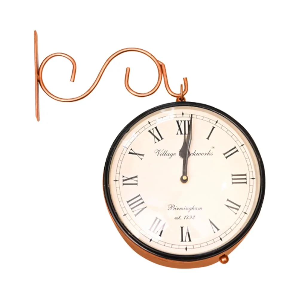 Vintage Double Sided Station Clock for Home & Office - 8 Inch Metal Round Retro Wall Clock image 1