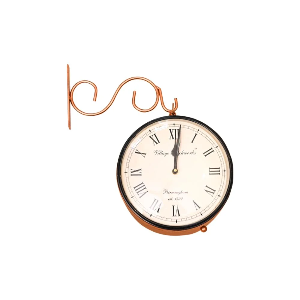 Vintage Double Sided Station Clock for Home & Office - 8 Inch Metal Round Retro Wall Clock image 2
