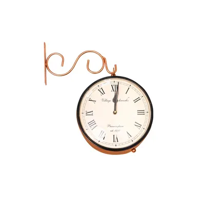 Vintage Double Sided Station Clock for Home & Office  - 8 Inch Metal Round Retro Wall Clock thumbnail 1