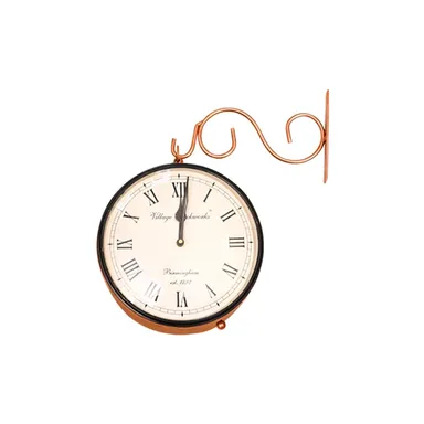 Vintage Double Sided Station Clock for Home & Office  - 8 Inch Metal Round Retro Wall Clock thumbnail 2