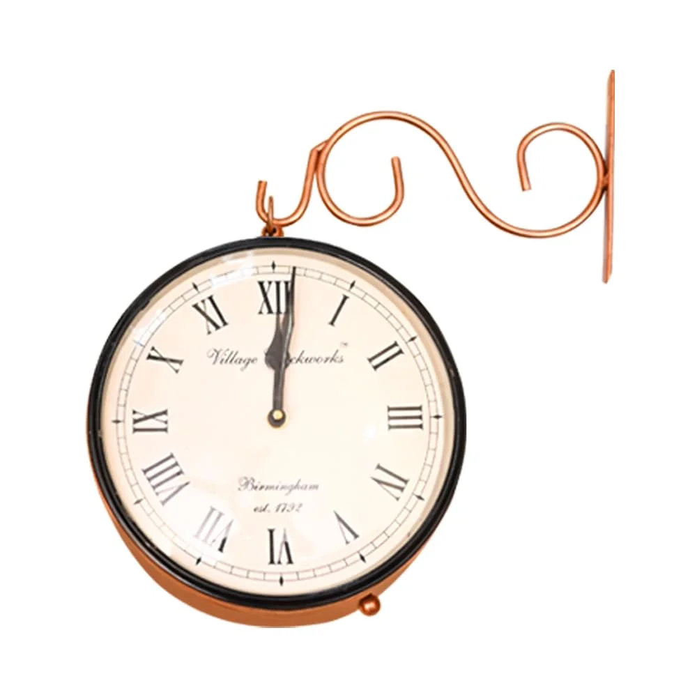 Vintage Double Sided Station Clock for Home & Office - 8 Inch Metal Round Retro Wall Clock image 4