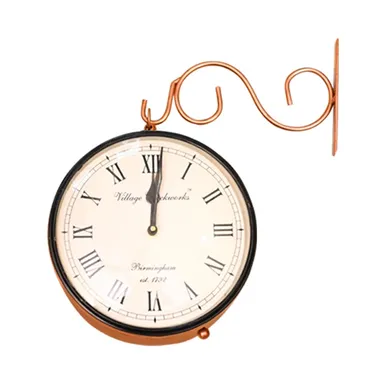 Vintage Double Sided Station Clock for Home & Office  - 8 Inch Metal Round Retro Wall Clock thumbnail 3