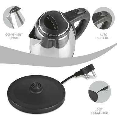 Milton Insta Electric Kettle 2L Stainless Steel Auto Shut-Off | Fast Boiling, Premium Quality, Leakproof Design, Energy Efficient, Instant Heating, Safe and Reliable | Electric Tea, Coffee Kettle for Home and Office Use thumbnail 2
