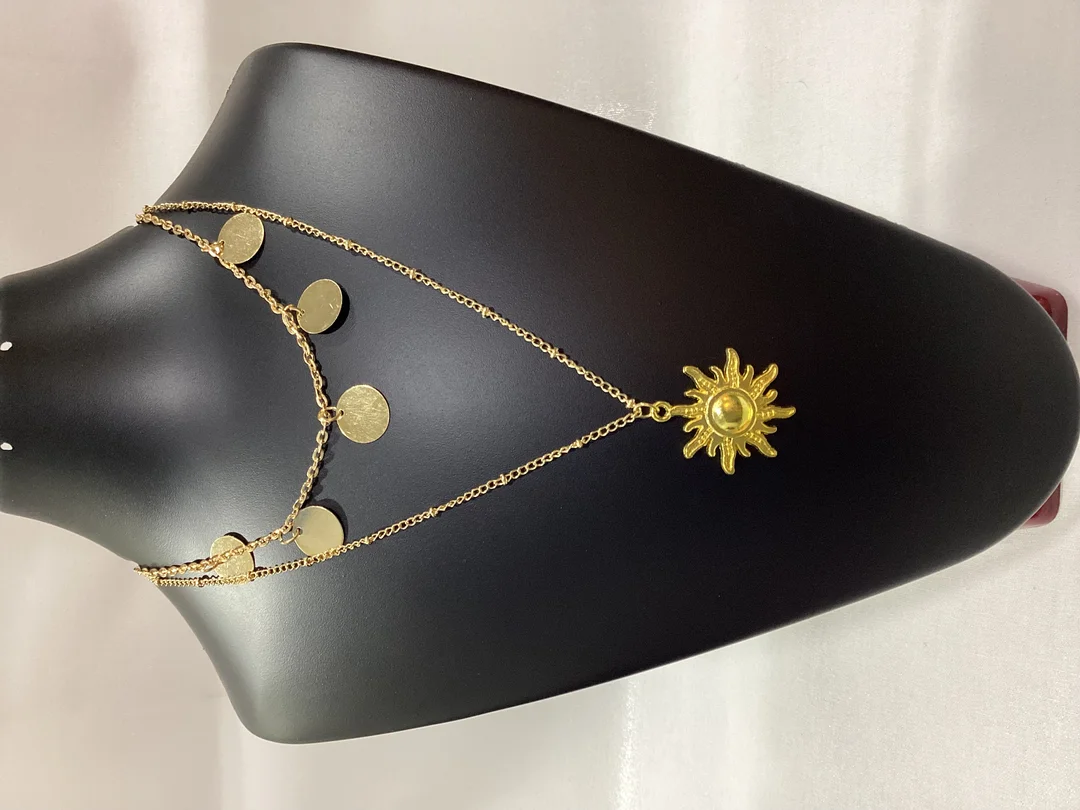 M/296 Korean Gold|Plated Double Layer Neck Chain image 1