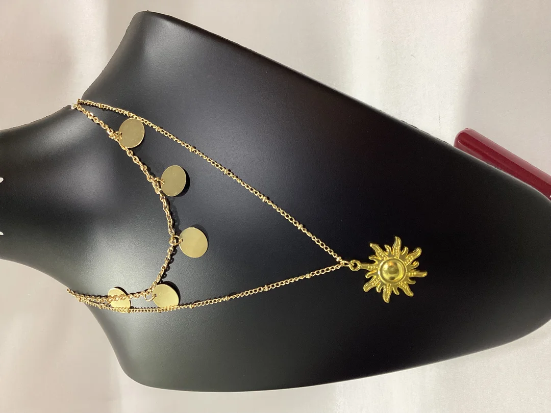 M/296 Korean Gold|Plated Double Layer Neck Chain image 3