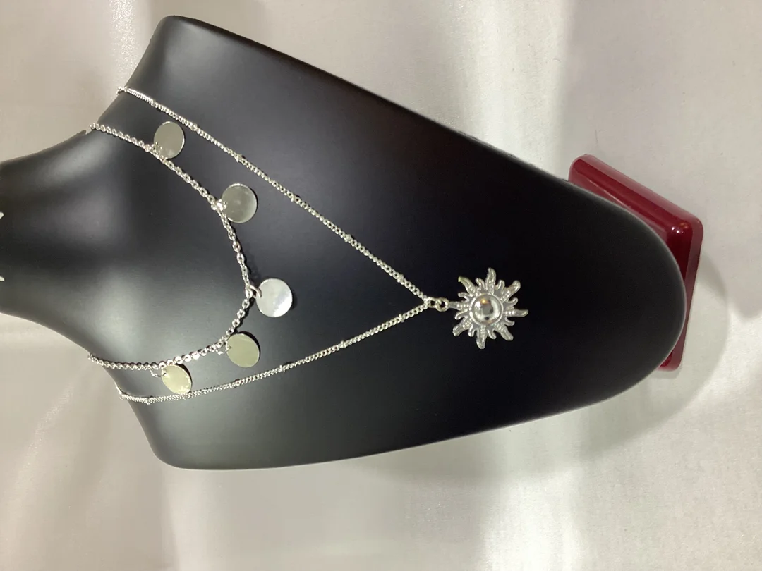 M/296 Korean Silver|Plated Double Layer Neck Chain image 3
