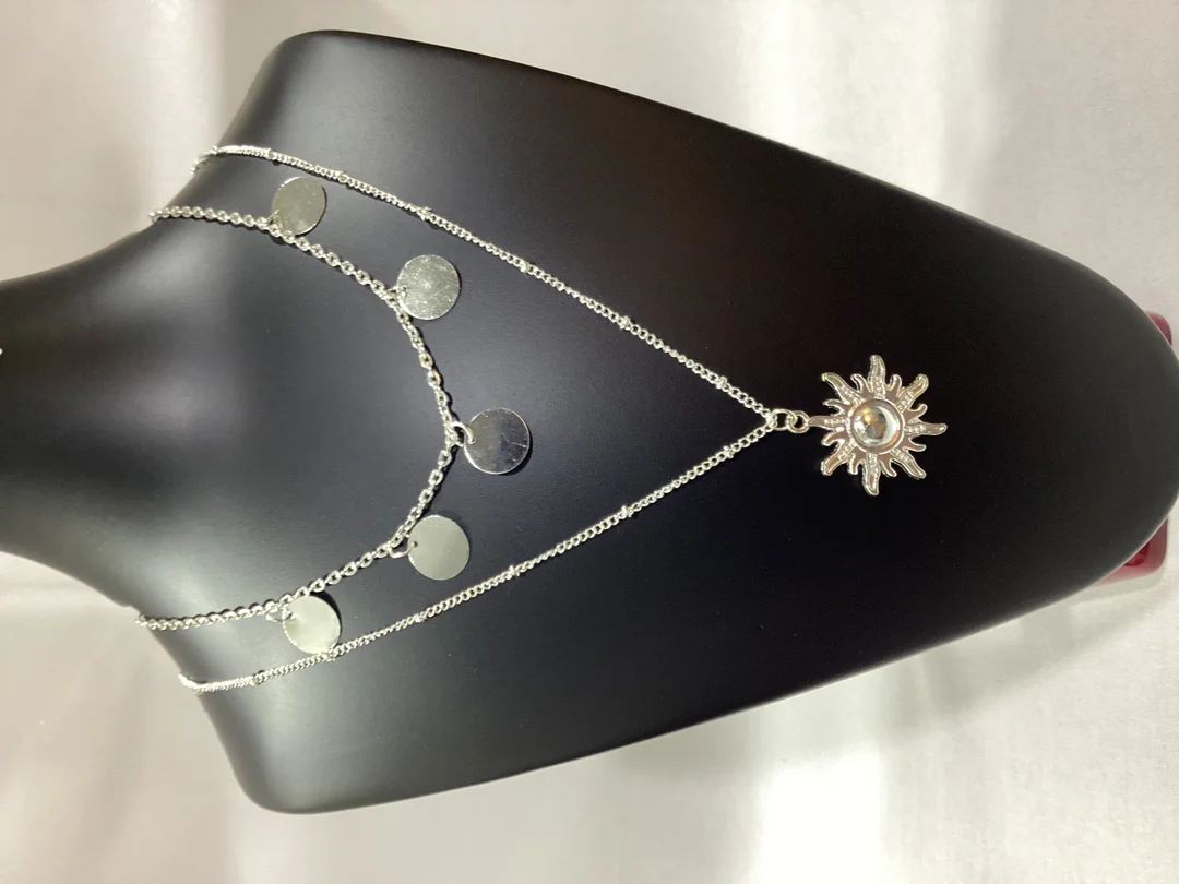 M/296 Korean Silver|Plated Double Layer Neck Chain image 1