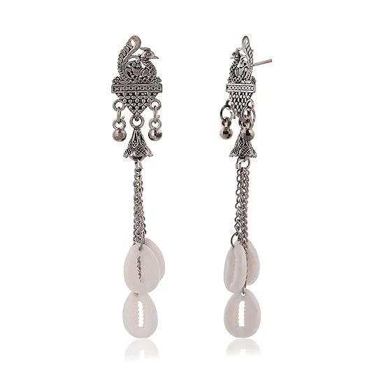 ASHAPURA GROUP Women's Traditional Silver Oxidised Chandbali Jhumka Earrings |Ethnic Design Jhumki Earrings for Women image 1