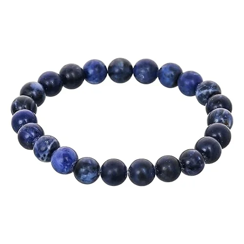 Sodalite Bracelet for Emotional Balance | Handmade 8mm Blue Sodalite Gemstone Stretch Elastic Bracelet |Natural Crystal Healing Energy Bracelet for Unisex |Chakra Balancing Jewelry image 2