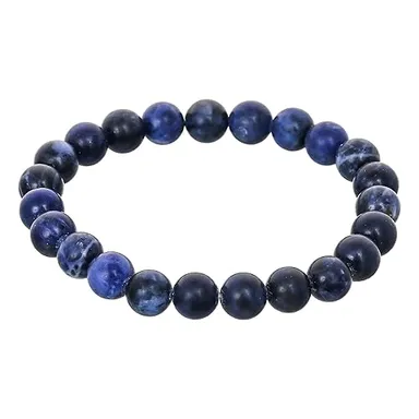 Sodalite Bracelet for Emotional Balance | Handmade 8mm Blue Sodalite Gemstone Stretch Elastic Bracelet |Natural Crystal Healing Energy Bracelet for Unisex |Chakra Balancing Jewelry thumbnail 1