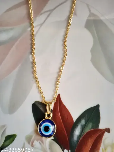 Evil Eye Necklace for Women, Adjustable Protection Jewelry Nazar Pendant, Dainty Onyx Necklace Combo | Silver Plated thumbnail 3