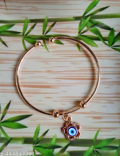 Evil Eye Bracelet Set of 3 |Adjustable Silver Plated Protection Jewelry for Women & Men | Nazar Good Luck Cuff Bracelets thumbnail 2