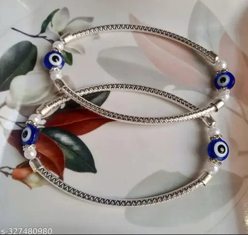 Evil Eye Crystal Beads Anklet for Women, Adjustable Payel Anklet with Pearls | Alloy Fashion Anklet image 3