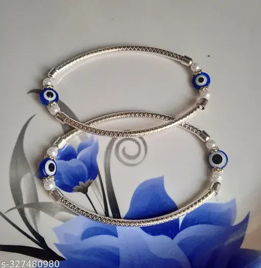 Evil Eye Crystal Beads Anklet for Women, Adjustable Payel Anklet with Pearls | Alloy Fashion Anklet image 4