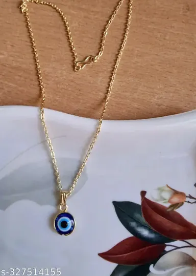 Evil Eye Pendant Gold and Silver Color Pack of 2 | Adjustable  Necklace with Onyx Stone Protective and Fashion Jewelry thumbnail 2