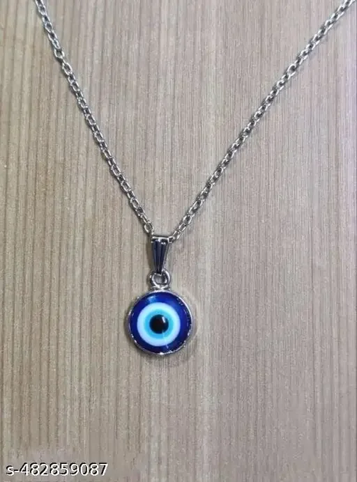 Evil Eye Pendant Gold and Silver Color Pack of 2 | Adjustable Necklace with Onyx Stone Protective and Fashion Jewelry image 4