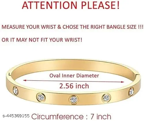 Anti Tarnish Stainless Steel Kada for Women | Fashionable Golden Plated Bangles with American Diamond image 4