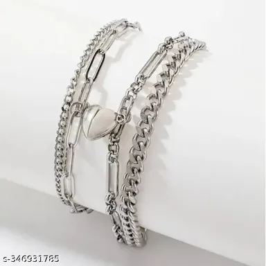 Stainless Steel Sterling Silver Bracelet Set for Women Trendy Adjustable Bangle Set, Nickel & Lead-Free  thumbnail 0