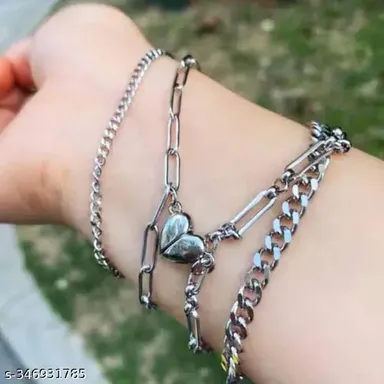 Stainless Steel Sterling Silver Bracelet Set for Women Trendy Adjustable Bangle Set, Nickel & Lead-Free  thumbnail 1