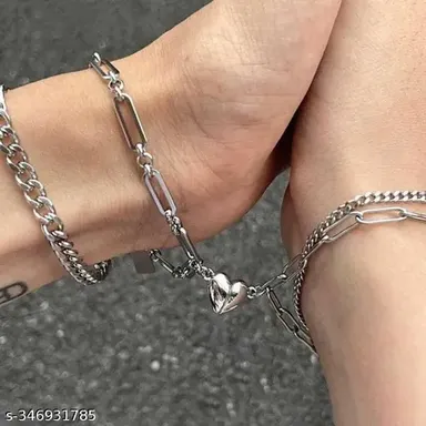 Stainless Steel Sterling Silver Bracelet Set for Women Trendy Adjustable Bangle Set, Nickel & Lead-Free  thumbnail 2