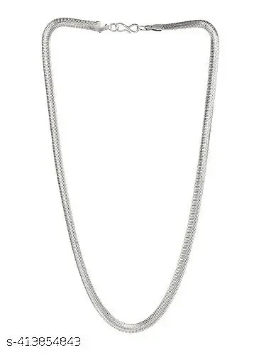 Stainless Steel 17" Inch Herringbone Necklace Chain for Men and Women | Silver Color Flat Snake Chain, 4mm Width, Casual & Fashionable, Affordable Jewelry image 2