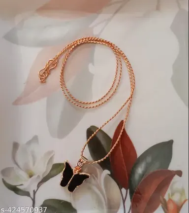 Butterfly Necklace & Bracelet Combo for Girls and Women | Gold Plated Chain Set (Pack of 2) thumbnail 2