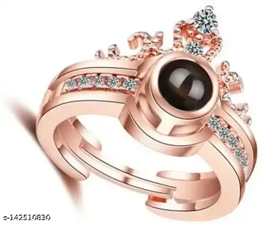 I Love You Ring in 100 Languages |Adjustable Rose Gold Projection Ring for Couples | Romantic Gift thumbnail 1