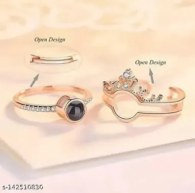I Love You Ring in 100 Languages |Adjustable Rose Gold Projection Ring for Couples | Romantic Gift thumbnail 3