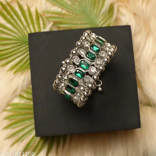 American Diamond Bangles| Silver Plated AD Bangle Set with Zircon Stones for Bridal & Wedding Wear | Premium Alloy Artificial image 1