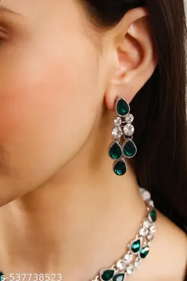 Luxury Two Layer Silver Plated Cubic Zirconia Necklace | Bridal Statement Jewelry for Weddingsn Glamorous Occasion Jewelry thumbnail 3
