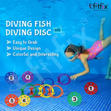 Fitfix Swimming Toy Set | Underwater Diving Discs & Vertical Fish Combo, Ideal Gift for Kids | Made in India, Multicolor, Fun Pool Games for Children thumbnail 2