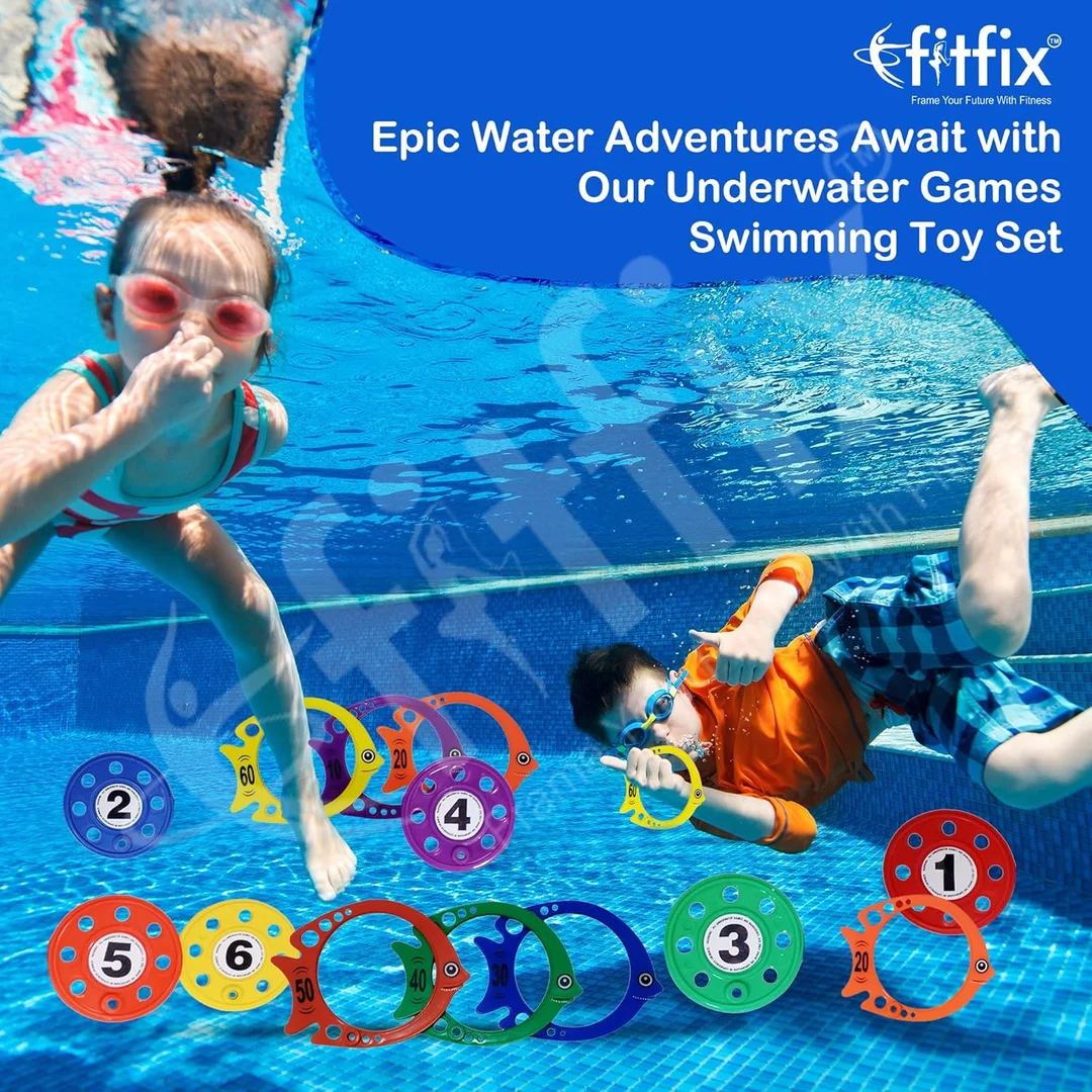 Fitfix Swimming Toy Set | Underwater Diving Discs & Vertical Fish Combo, Ideal Gift for Kids | Made in India, Multicolor, Fun Pool Games for Children image 4