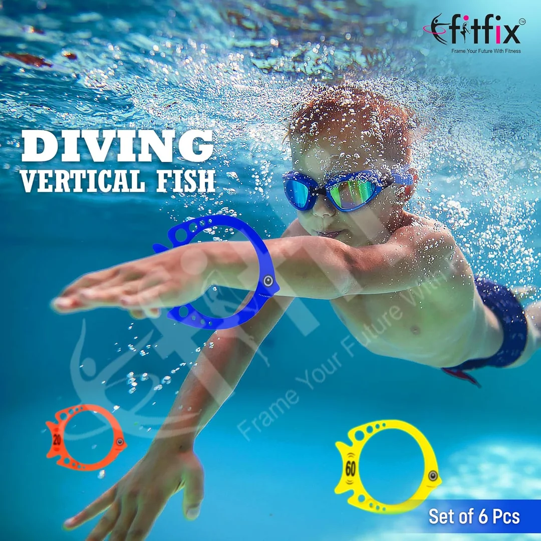 Fitfix Swimming Toy Set | Underwater Diving Discs & Vertical Fish Combo, Ideal Gift for Kids | Made in India, Multicolor, Fun Pool Games for Children image 6