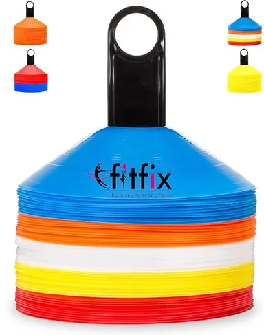 Fitfix® Disc Cones Set - Agility Training & Space Marker Cones 2 Height for Football, Cricket, Kids Activities | Multicolour Cones with Stand & Carry Bag (Pack of 10). thumbnail 3