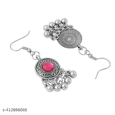 EIT Collection Fancy Choker Combo Jewellery Set for Women and Girls | Oxidised Silver Necklace & Earrings, Adjustable Alloy Jewellery Set with Artificial Stones image 2