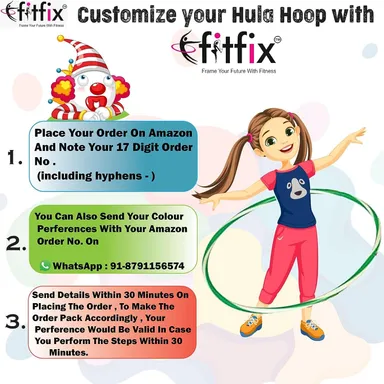 Fitfix® Welded Hula Hoop for Fitness | Hula Hoop for Boys, Girls and Kids | 22 inch Diameter Exercise Ring | Multi Color | Includes Carry Bag for Easy Portability thumbnail 1