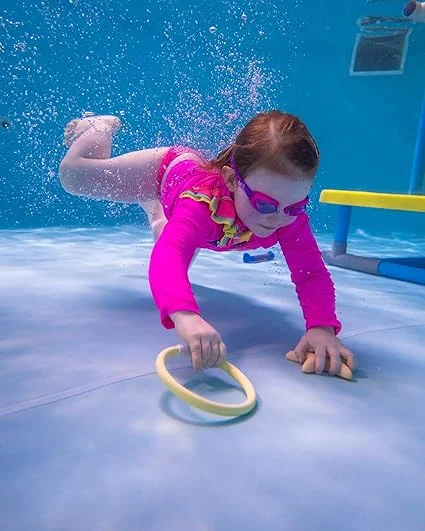 Underwater Pool Diving Rings for Kids | 4-Pack Colorful 6-Inch Sinker Rings with Storage Bag image 3